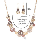 Creative Design Zinc Alloy Geometric Round Spiral Multicolor Cutout Design Women's Necklace Eardrops Set